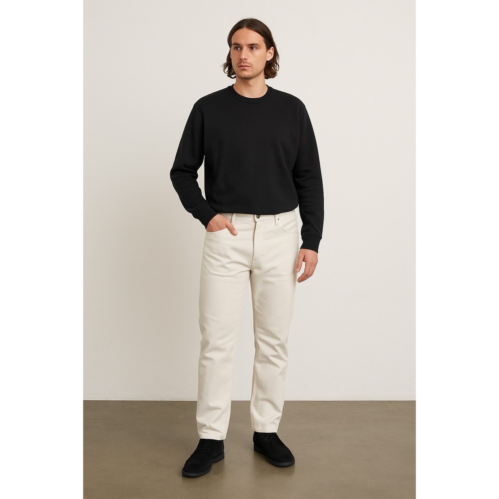 COS Jeans Mens 29x30‎ Cream Straight Leg Mid Rise Regular Fit Denim Minimalist